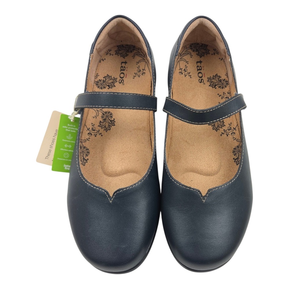 Taos Chorus Mary Jane 7.5W Navy Leather Shoes Comfort Flat CRS-14155 Boho